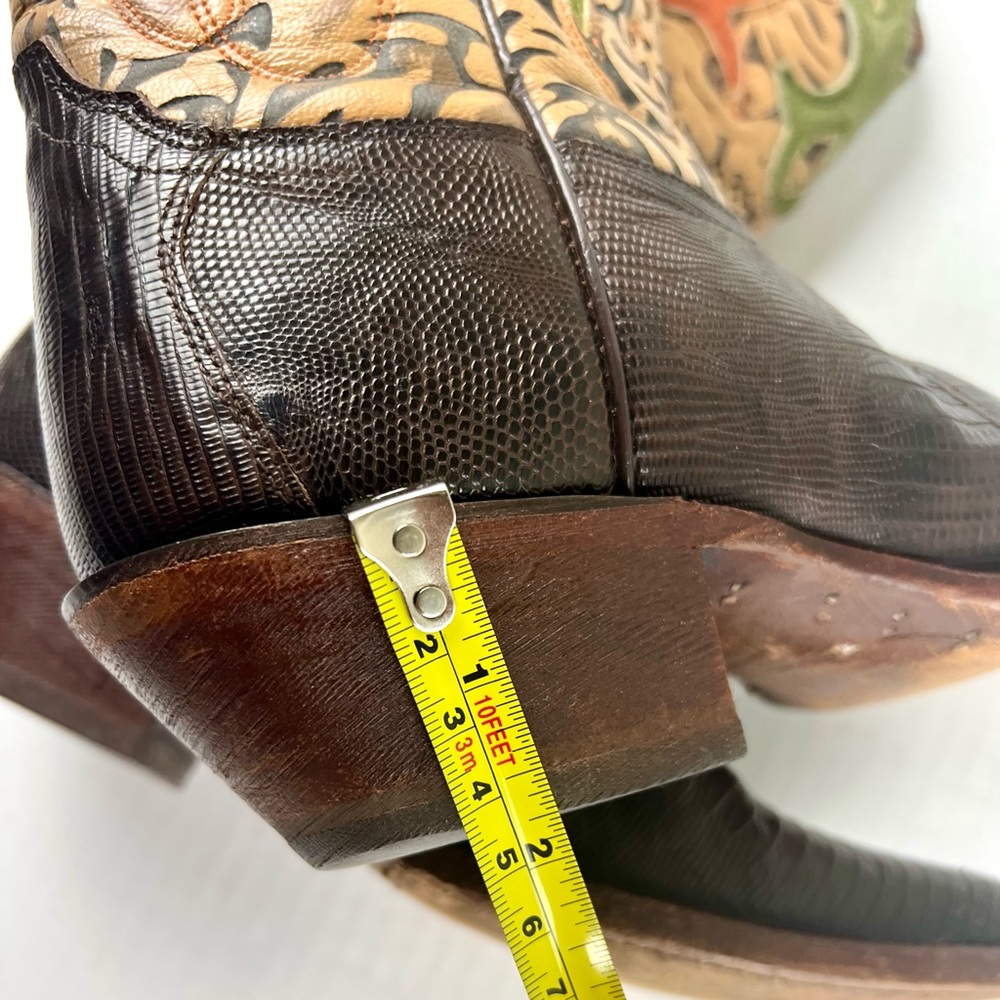 Frye Lilly Lizard/Tooled leather/Boho Western Boots - Picture 13 of 14